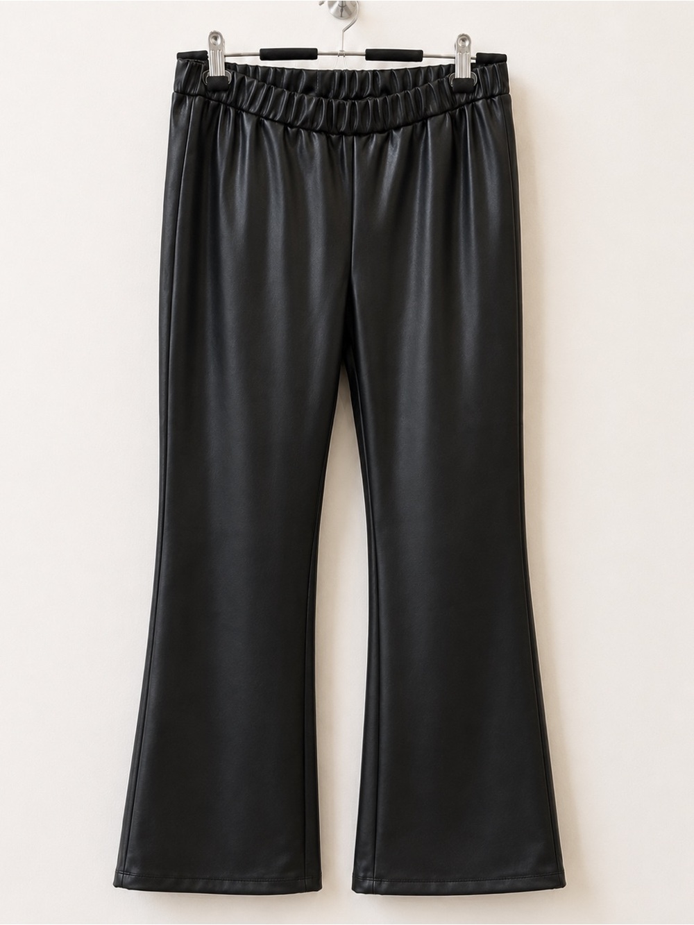Black Faux Leather Wide-Leg Pants
